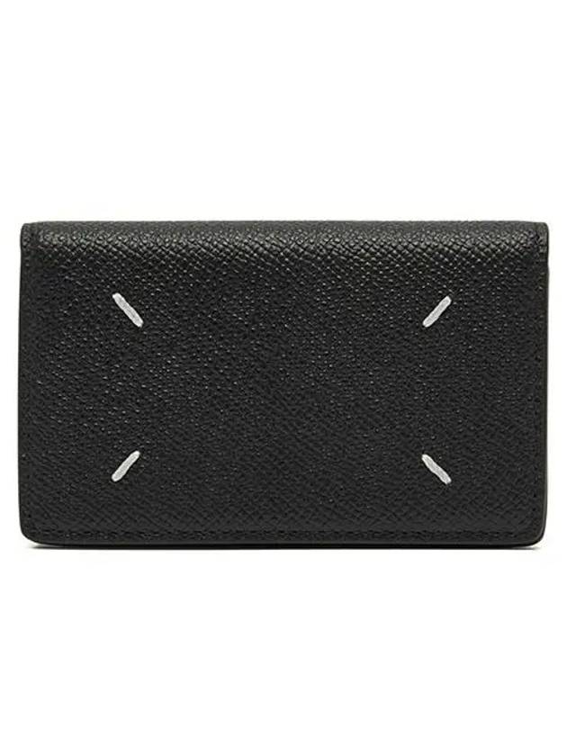 Stitched Leather Card Wallet Black - MAISON MARGIELA - BALAAN 2