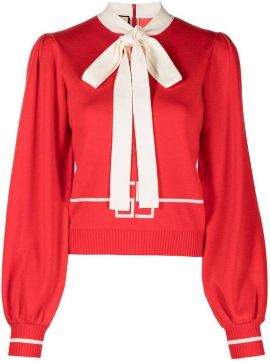 Women's Square GG Jacquard Knit Top Red - GUCCI - BALAAN 1