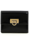 Gancini Compact Half Wallet Black - SALVATORE FERRAGAMO - BALAAN 1