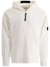 Diagonal Raised Fleece Hooded Jacket White - CP COMPANY - BALAAN 2