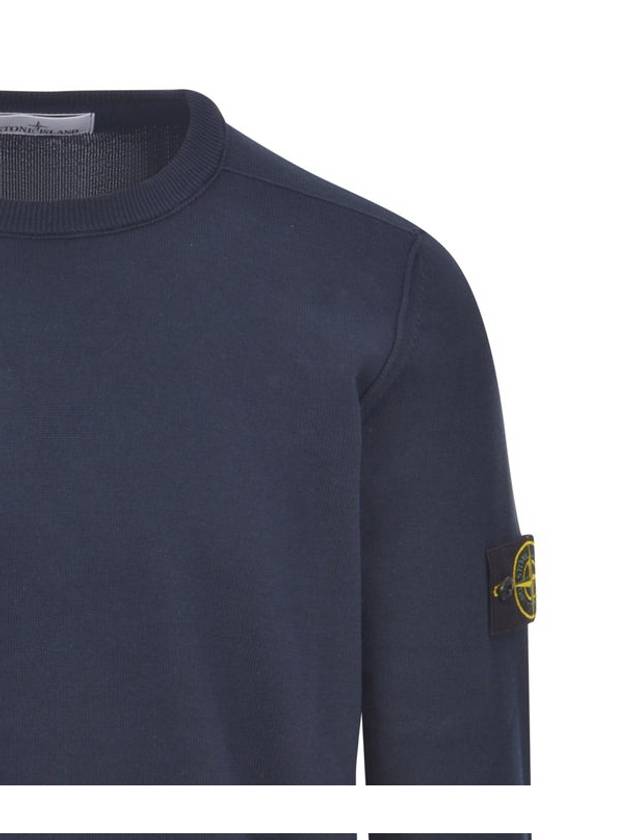 Crewneck Soft Cotton Knit Top Navy - STONE ISLAND - BALAAN 6