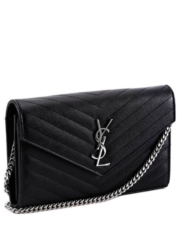 Cassandre Matelasse Chain Cross Bag In Grain de Poudre Embossed Leather Black - SAINT LAURENT - BALAAN 3