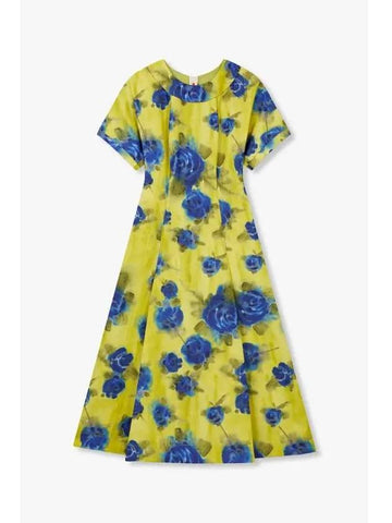 Floral Print Taffeta Dress Yellow - MARNI - BALAAN 1