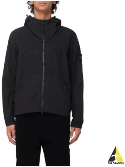 Supima Cotton Twill Stretch-TC Over Hooded Jacket Black - STONE ISLAND - BALAAN 2