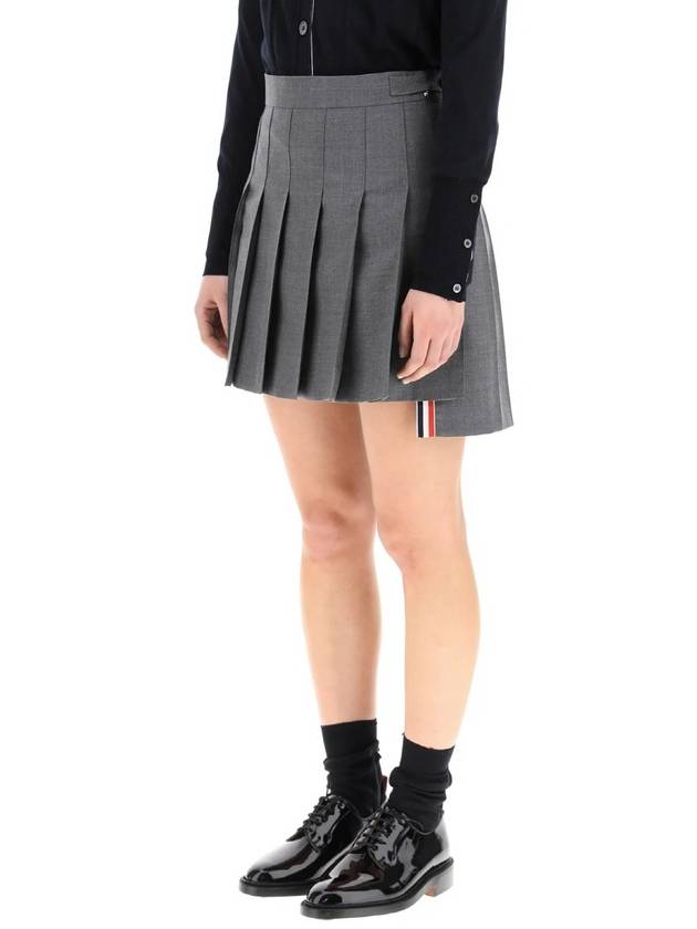 RMB Wool Mini Pleated Skirt Grey - THOM BROWNE - BALAAN 4