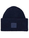 Face Patch Ribbed Wool Beanie Navy - ACNE STUDIOS - BALAAN 2