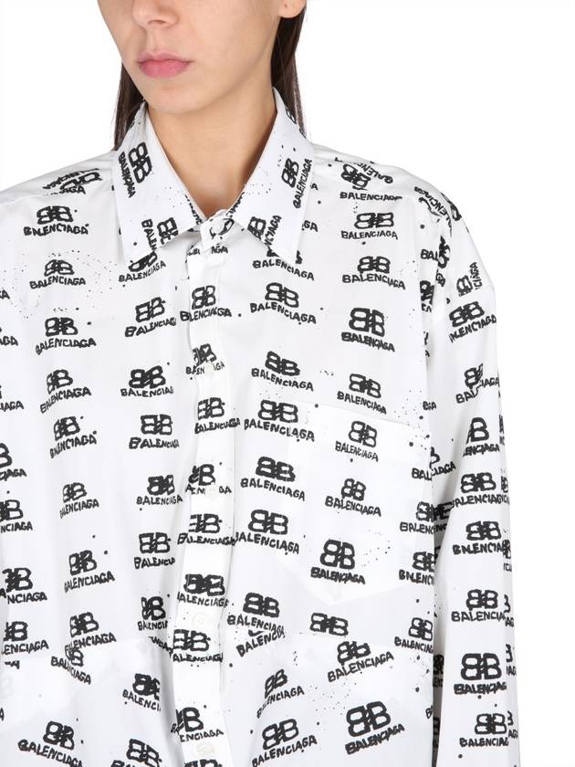 All Over Logo Shirt White - BALENCIAGA - BALAAN 5