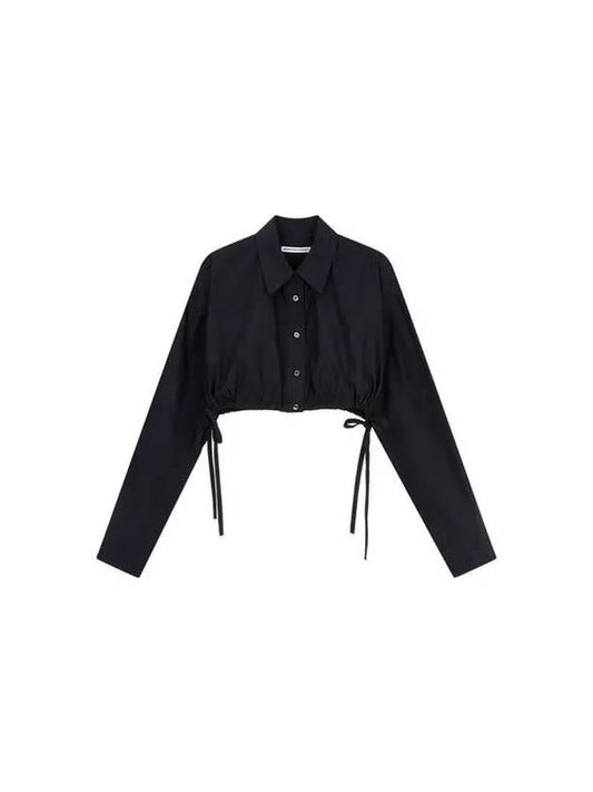 Side string cropped shirt black 271023 - ALEXANDER WANG - BALAAN 1