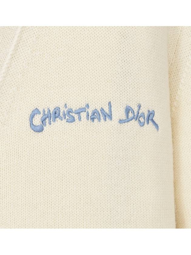 Embroidered Tag Logo Cardigan Beige - DIOR - BALAAN 7