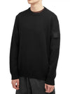 Merino Wool Crew Neck Knit Top Black - CP COMPANY - BALAAN 2