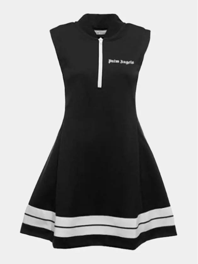 Women's logo printing half zip-up sleeveless track dress black PWDB094C99FAB00 1001 - PALM ANGELS - BALAAN 1