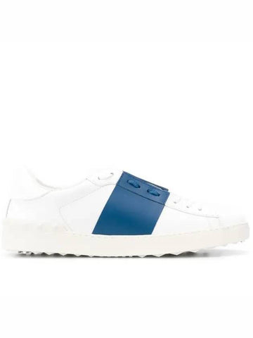 Men's Hidden Open Band Low Top Sneakers White Blue - VALENTINO - BALAAN 1