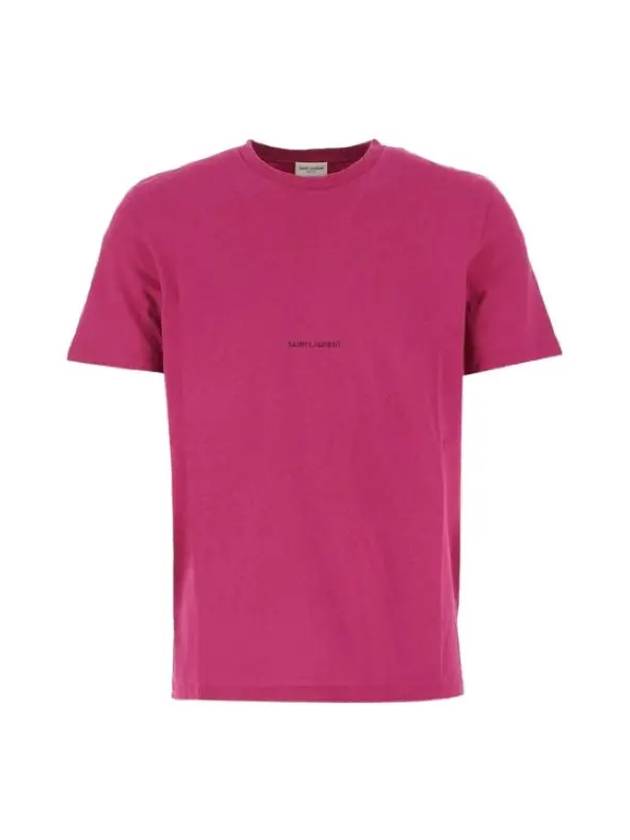 Logo Short Sleeve T-shirt Pink - SAINT LAURENT - BALAAN 3