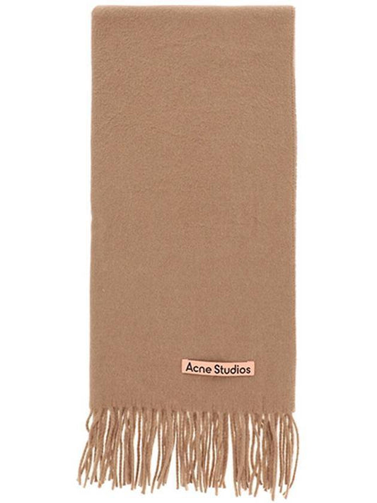 Studios Logo Fringe Cashmere Muffler Caramel Brown - ACNE STUDIOS - BALAAN.