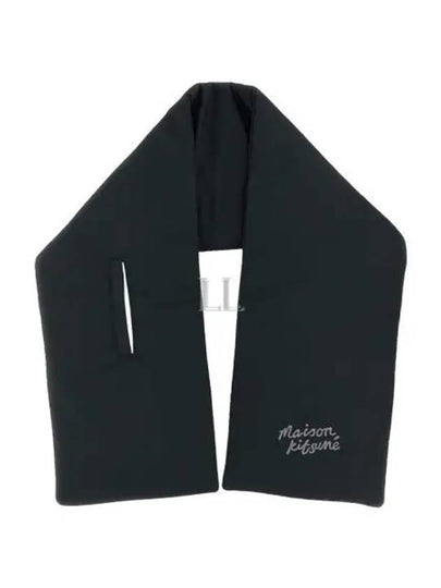 Embroidered Logo Puffer Scarf Black - MAISON KITSUNE - BALAAN 2