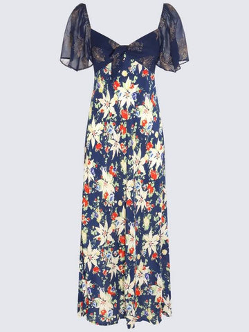 Rixo Navy Silk Paltrow Dress - RIXO LONDON - BALAAN 1