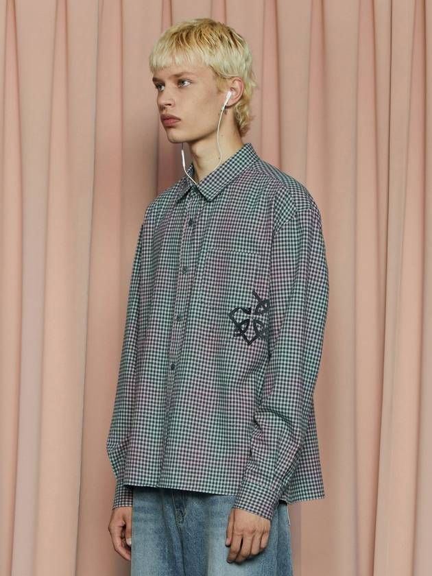 Symbol Check Long Sleeve Shirt Green Pink - UNALLOYED - BALAAN 3