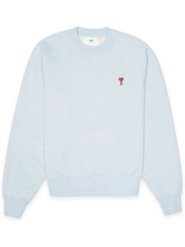 Cotton Heart Logo Sweatshirt Blue - AMI - BALAAN 3