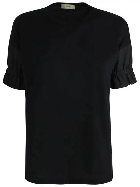 Women's Techno Tapeta Short Sleeve T-Shirt Black - HERNO - BALAAN 1