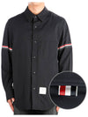 Three Stripes Armband Nylon Long Sleeve Shirt Navy - THOM BROWNE - BALAAN 2