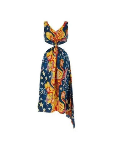 Cut-Out Galactic Paradise Print Midi Dress - MARNI - BALAAN 1