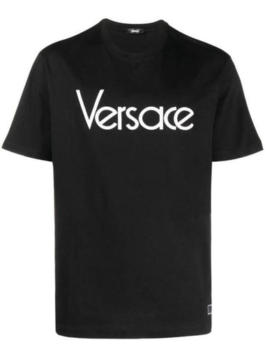 Logo Crewneck Short Sleeve T-Shirt Black - VERSACE - BALAAN 1