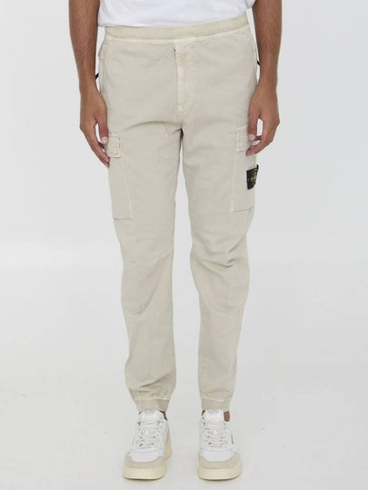 Stretch Cotton Cargo Straight Pants White - STONE ISLAND - BALAAN 2