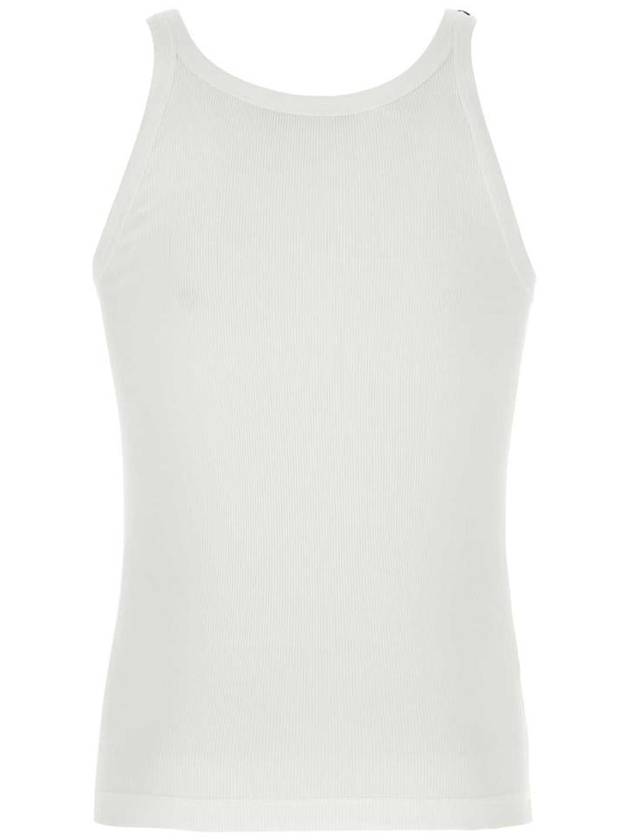 Logo Patch Detail Tank Top Sleeveless White - DOLCE&GABBANA - BALAAN 3