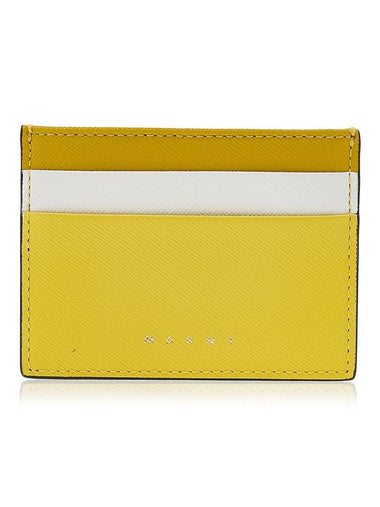 Saffiano Color Block Card Wallet Yellow - MARNI - BALAAN 1