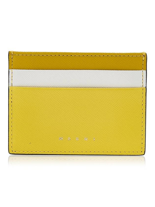 Saffiano Color Block Card Wallet Yellow - MARNI - BALAAN 1