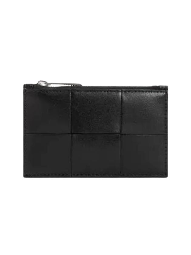 Intrecciato Zipper Card Wallet Black - BOTTEGA VENETA - BALAAN 1