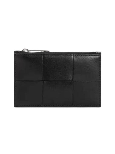 Intrecciato Zipper Card Wallet Black - BOTTEGA VENETA - BALAAN 1