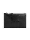 Intrecciato Zipper Card Wallet Black - BOTTEGA VENETA - BALAAN 1