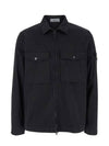 Organic Stretch Cotton Satin Long Sleeve Shirt Black - STONE ISLAND - BALAAN 1