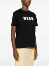 Logo Print Cotton Short Sleeve T-Shirt Black - MSGM - BALAAN 4