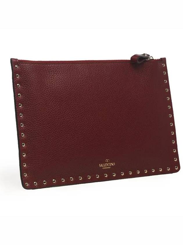 Gold Rockstud Clutch Burgundy VW2P0269VSH C52 - VALENTINO - BALAAN 4