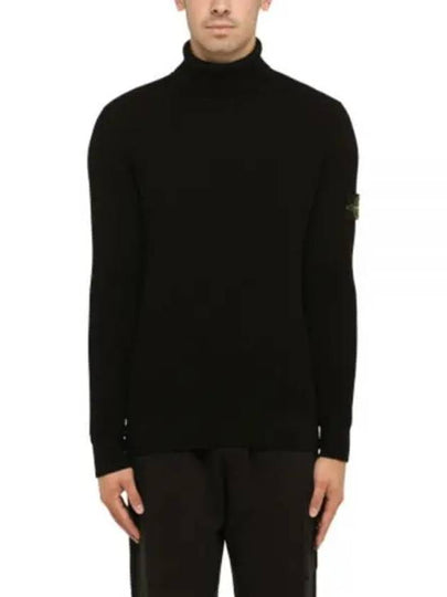 Men's Logo Patch Turtleneck Black - STONE ISLAND - BALAAN 2