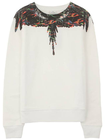 19SS CMBA009S196300240188 Fluo Wing Printing Crew Neck White Multicolor Men's Sweatshirt TR - MARCELO BURLON - BALAAN 1