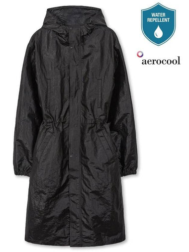 Glossy coated nylon hooded trench coat BLACK - WEST GRAND BOULEVARD - BALAAN 1