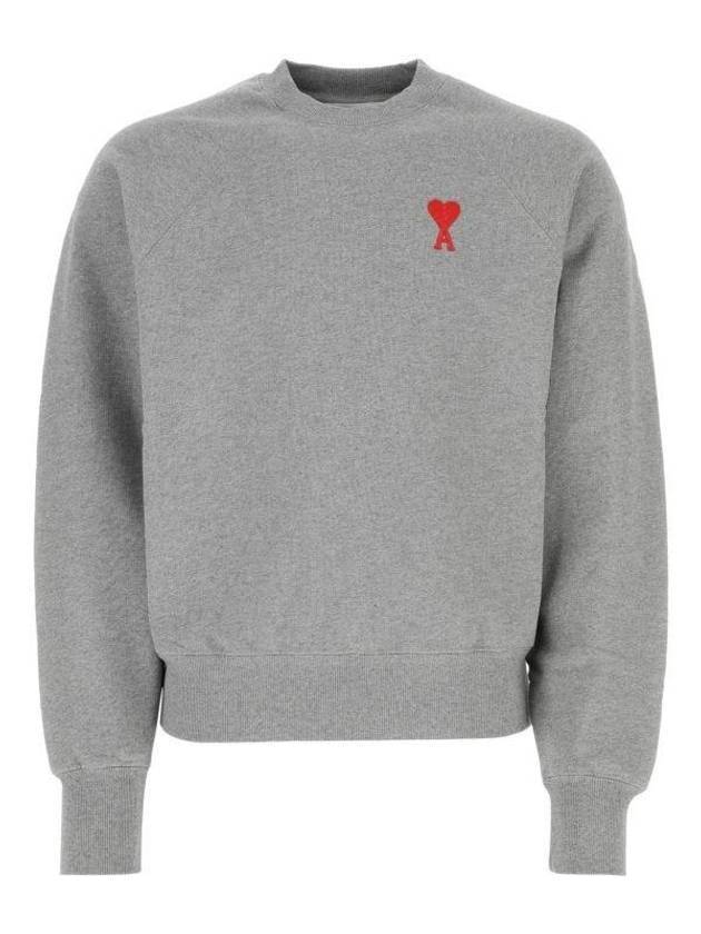 Cotton Heart Logo Sweatshirt Grey - AMI - BALAAN 1