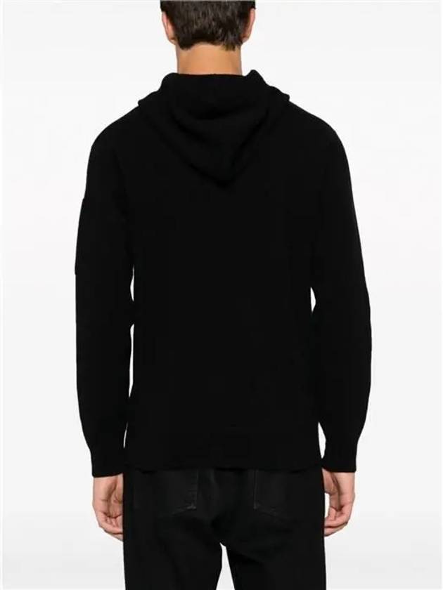 Lambswool Knit Hoodie Black - CP COMPANY - BALAAN 6