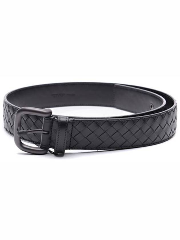 Men's Intrecciato Weaving Leather Belt Black - BOTTEGA VENETA - BALAAN 3