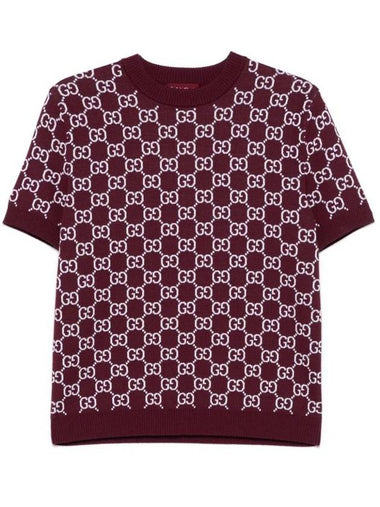 Reversible GG Jacquard Wool Knit Top Bordeaux White - GUCCI - BALAAN 1