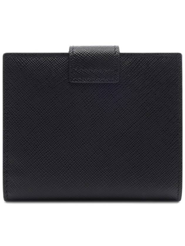 Triangle Logo Saffiano Leather Half Wallet Black - PRADA - BALAAN 5