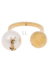 YSL Logo Pearl Ring Aging Brass Gold - SAINT LAURENT - BALAAN 2