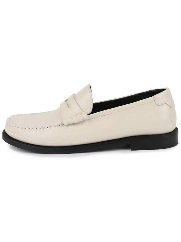 Le Loafer Penny Slippers In Smooth Leather Pearl - SAINT LAURENT - BALAAN 5