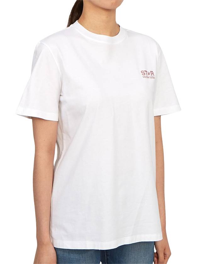Glitter Star Logo Short Sleeve T-Shirt Pink White - GOLDEN GOOSE - BALAAN 4