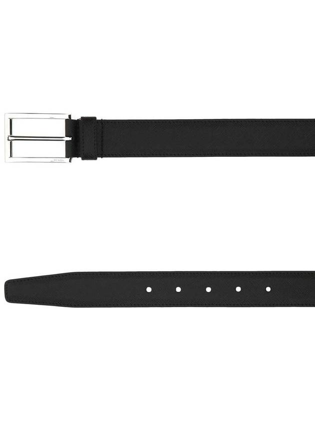 Saffiano Polished Buckle Belt Black - PRADA - BALAAN 3