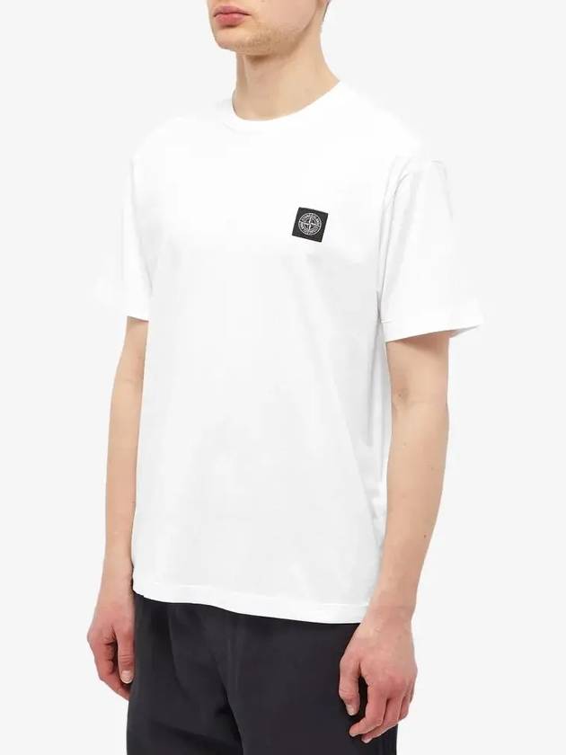 Logo Patch Cotton Short Sleeve T-Shirt White - STONE ISLAND - BALAAN 4