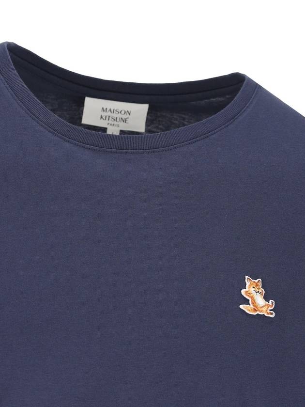 Chillax Fox Patch Regular Short Sleeve T-Shirt Blue - MAISON KITSUNE - BALAAN 4